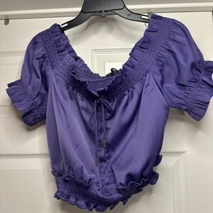 Romeo & Juliet Couture Purple Puff Sleeve Blouse